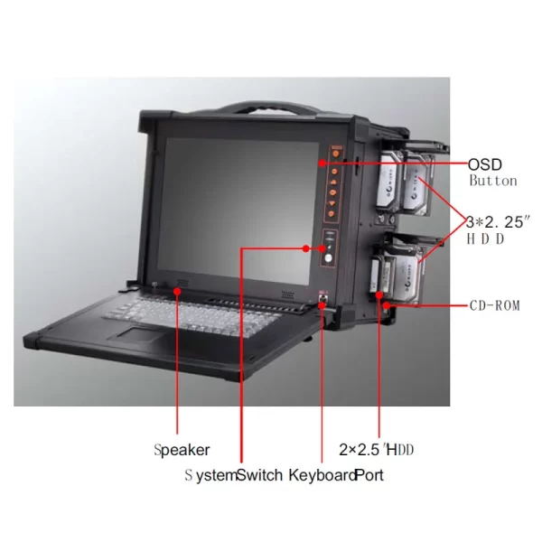 15 inch LCD 5 pcs HDD space ruggedized portable computer for Data forensics - Image 3