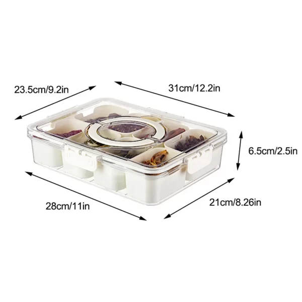 1PCS Divided Serving Tray With Lid White Rectangular Portable Clear Organizing Serving Tray For Candy Fruits Nuts Kitchen - Image 3