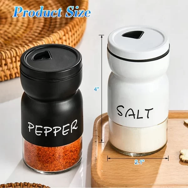 2Pcs Black & White Salt And Pepper Shakers Set, Pepper Shakers With Brush And Funnel, Farmhouse Kitchen Decor - Image 2