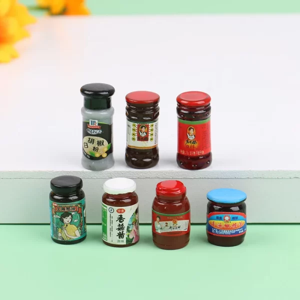 5PCS 1:12 Dollhouse Miniature Condiments Mini White Pepper Powder Chilli Oil Scallion Oil For Doll Kitchen Toys Accessories - Image 3