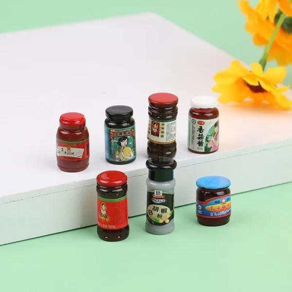 5PCS 1:12 Dollhouse Miniature Condiments Mini White Pepper Powder Chilli Oil Scallion Oil For Doll Kitchen Toys Accessories - Image 4