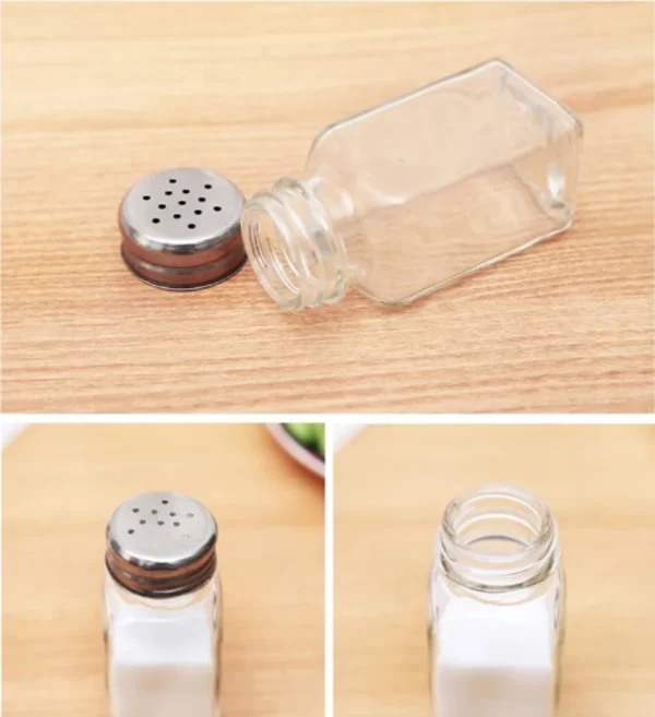 Glass Seasoning Bottle Black White Salt Pepper Shaker Kitchen Condiment Bottle Storage Bottle Seasoning Tools Kitchen Supplies - Image 3