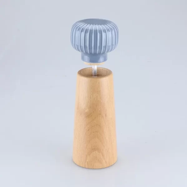 Manual Pepper Grinder Kitchen White Blue Black Grinder Ceramic Lid Grinder Wooden Sea Salt Grinder - Image 2