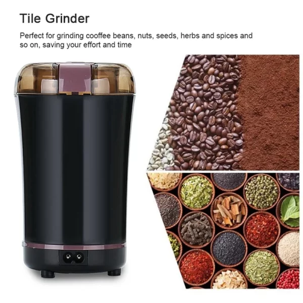 Mini Portable Electric Coffee Bean Grinder Kitchen Tool Herbs Salt Pepper Spices Nuts Crusher EU Plug -White - Image 3