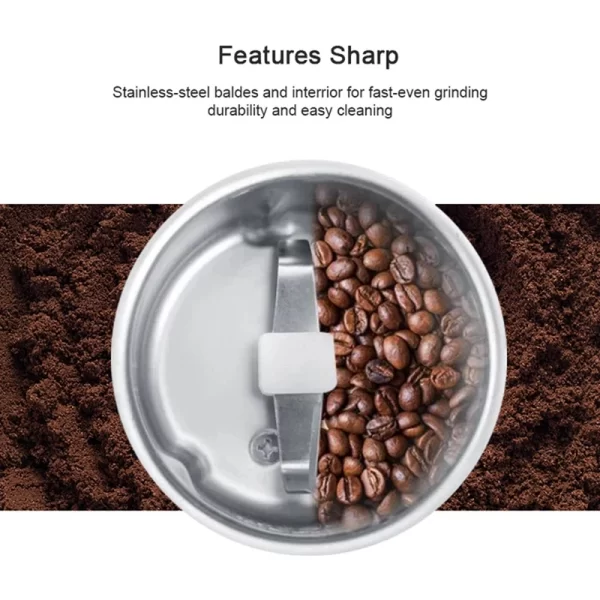 Mini Portable Electric Coffee Bean Grinder Kitchen Tool Herbs Salt Pepper Spices Nuts Crusher EU Plug -White - Image 5