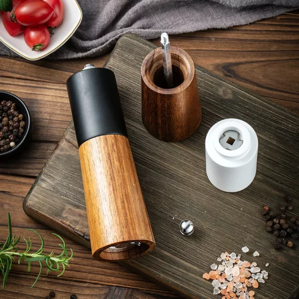 Multi-Functional Black White Salt Pepper Grinder Seasoning Spice Mill 6inch - Image 4