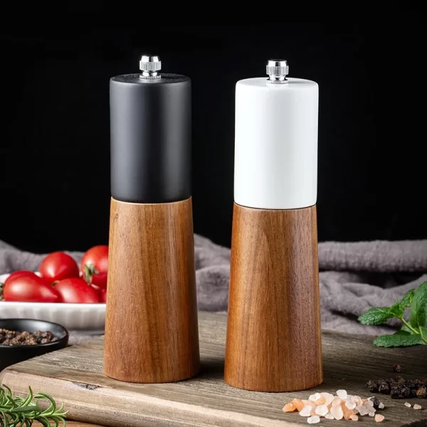 Multi-Functional Black White Salt Pepper Grinder Seasoning Spice Mill 6inch