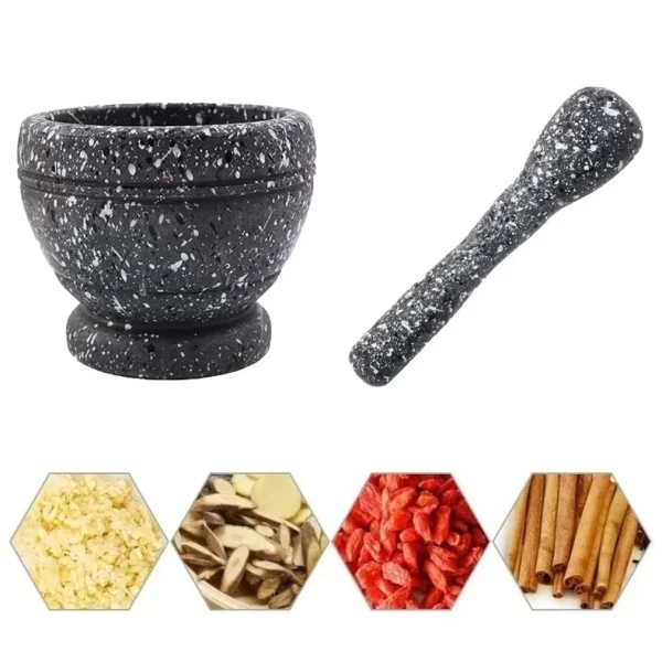 NEW Granite Grain Garlic Masher Resin White Granite Grinding Bowl Garlic Press Herb Pepper Mixing Pot Kitchen Tool - Image 3