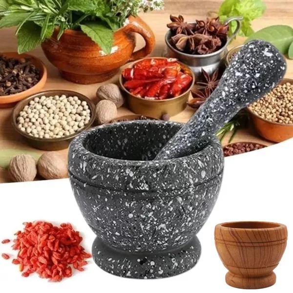 NEW Granite Grain Garlic Masher Resin White Granite Grinding Bowl Garlic Press Herb Pepper Mixing Pot Kitchen Tool - Image 4