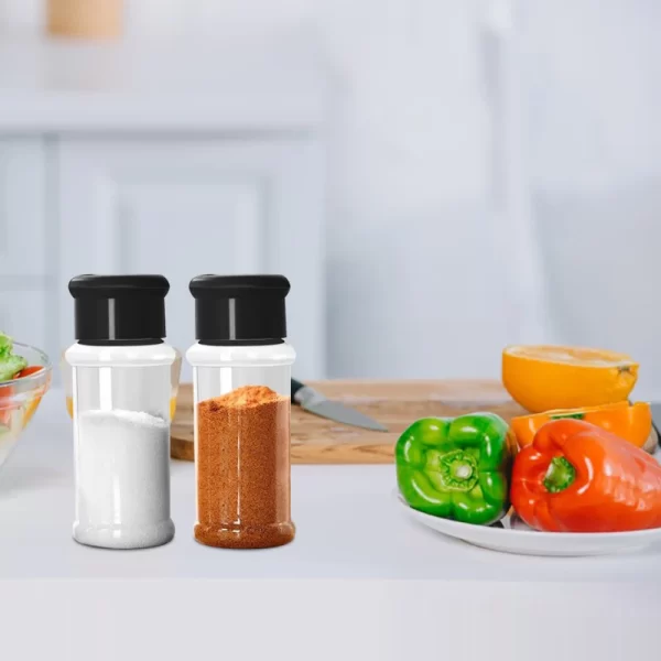 Transparent Spices and Pepper Shakers, Seasoning Bottle, Sugar Bowl Jars, Storage Utensils, Kitchen Accessories, Black, 1Pc - Image 2