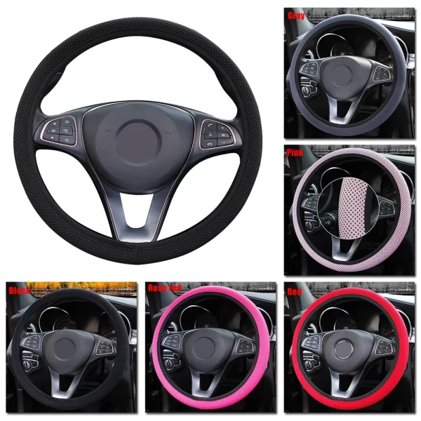 Universal Massage Particles Car Steering Wheel Cover Protector Anti-Slip Knitted Fabric For 37-38CM Steering Wheel Diameter